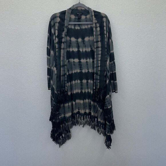 Lafayette 148 New York Wool Knit Open Front Fringe Cardigan Sweater Women Medium - Picture 1 of 6
